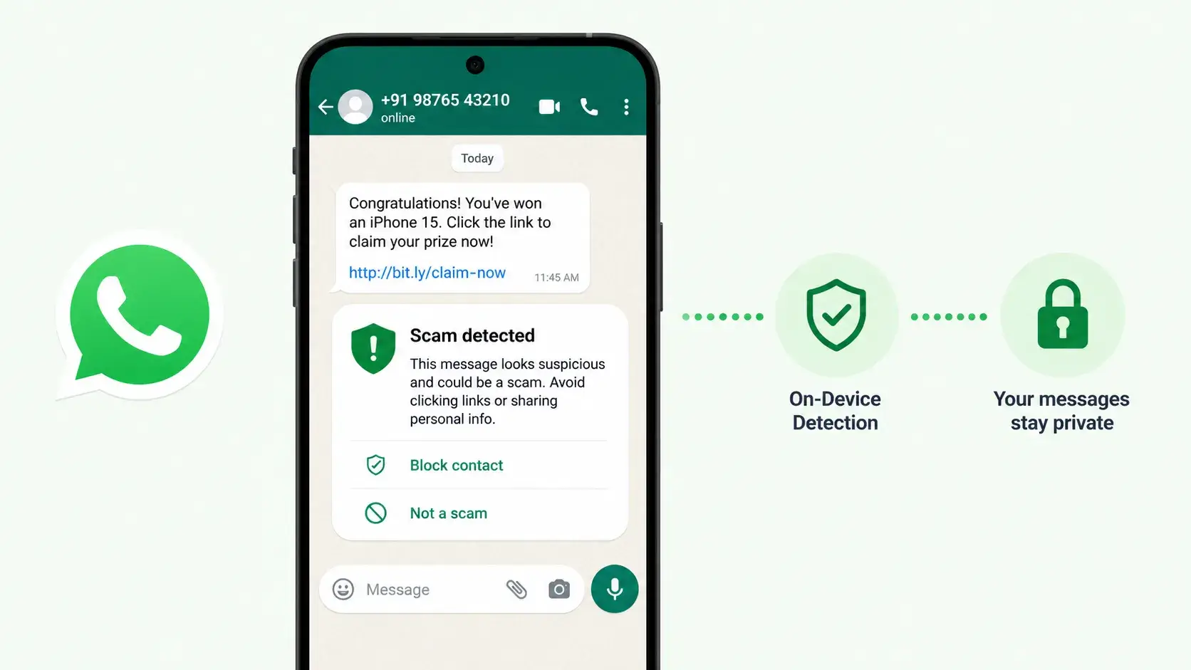 واتساب يختبر ميزة "Scam Alert" لاكتشاف رسائل الاحتيال باستخدام الذكاء الاصطناعي على الجهاز