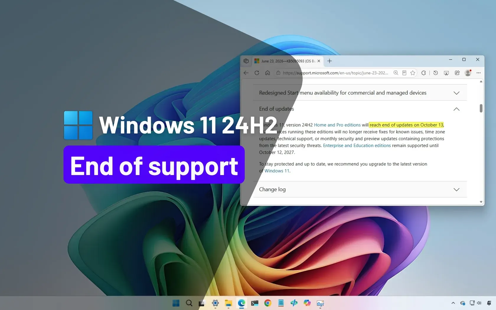 مايكروسوفت تُنهي دعم التحديثات الأمنية لإصدار Windows 11 24H2 في نسختي Home وPro بحلول 13 أكتوبر